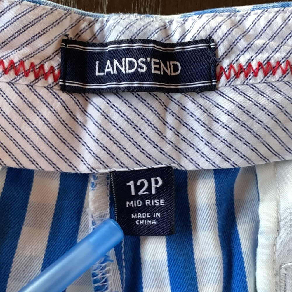 Lands End size 12 petite 12P shorts mid-rise gingham summer preppy coastal - Picture 4 of 11